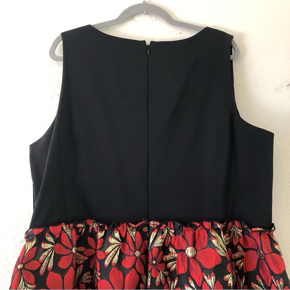 Tahari Arthur S. Levine Faille and Metallic Floral Fit-And-Flare Dress 22W NWT - Picture 7 of 14